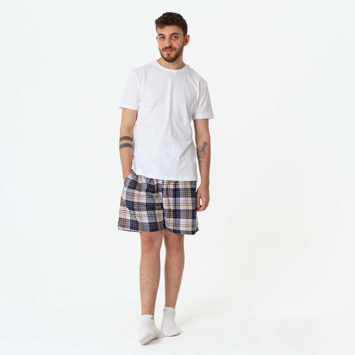 Navy Beige Pyjama Short set Main image