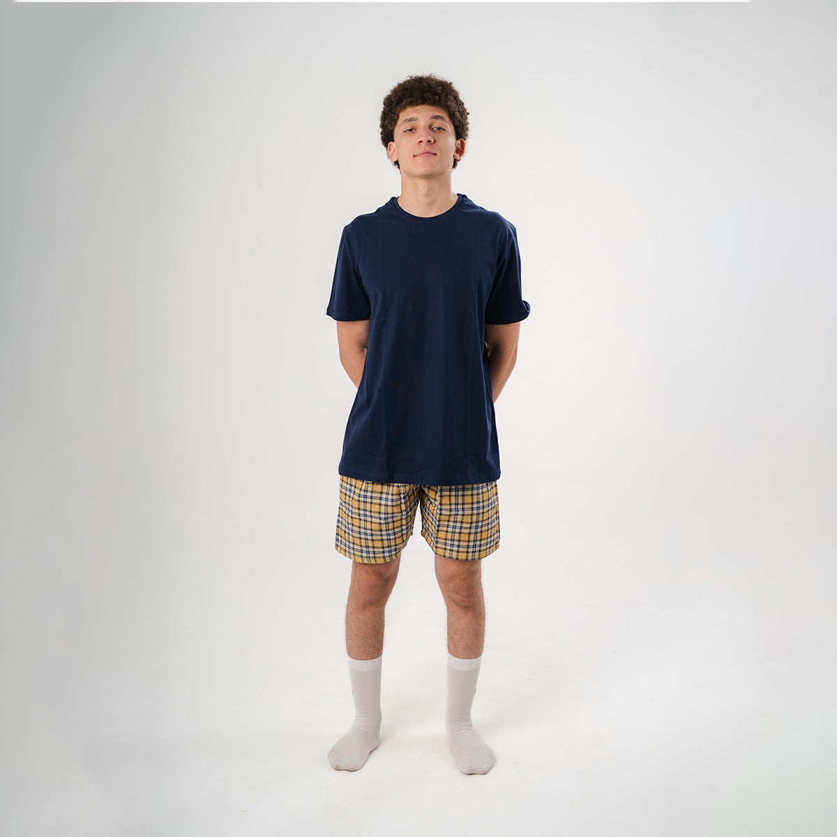 Yellow Plaid Pyjama Short set Main image