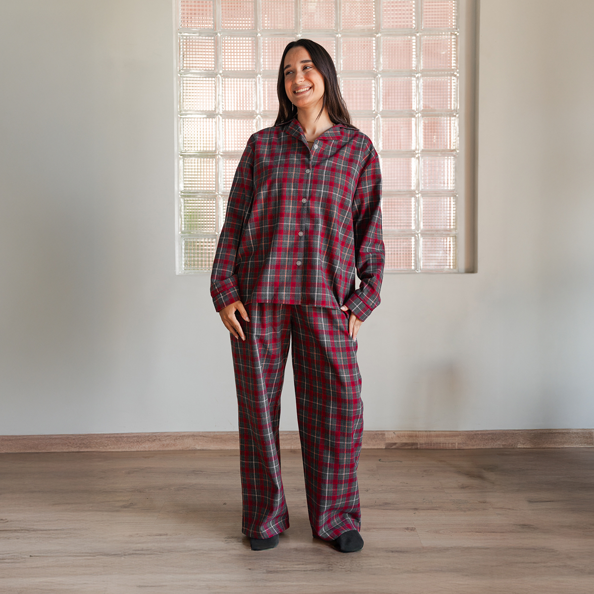 Berry Check Fleece Set