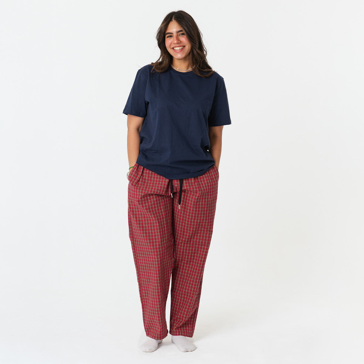 Maroon Plaid Pyjama Pants set Main image