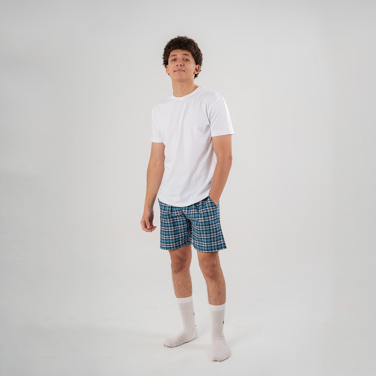 Turquoise Plaid Pyjama Short set Main image