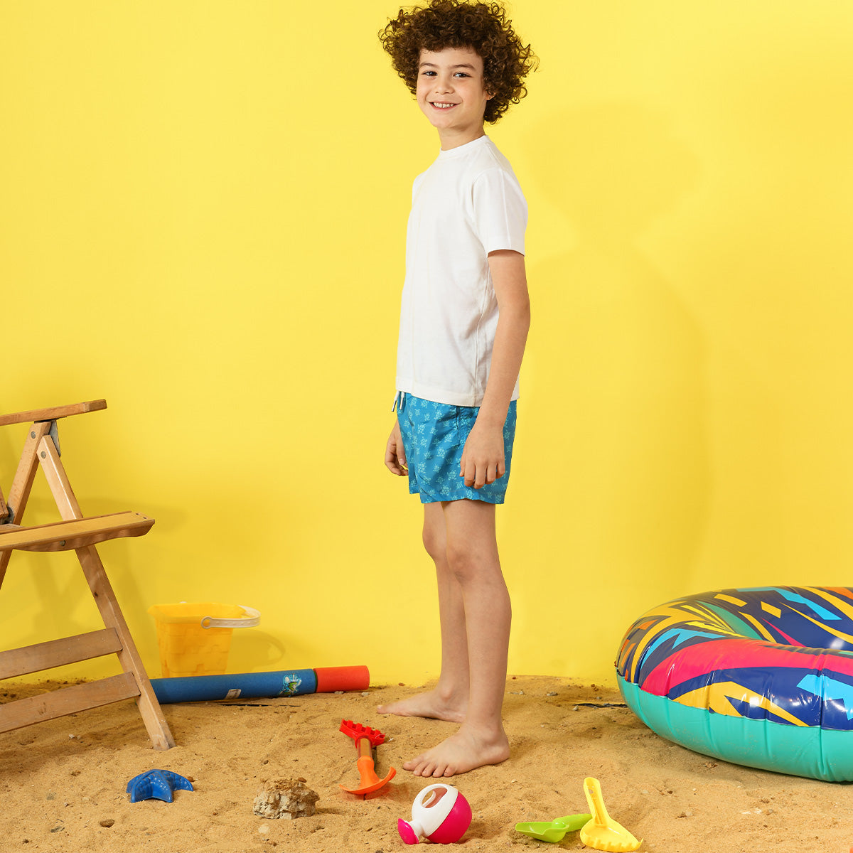 Kids Blue Turtles Swim Short Secondary image