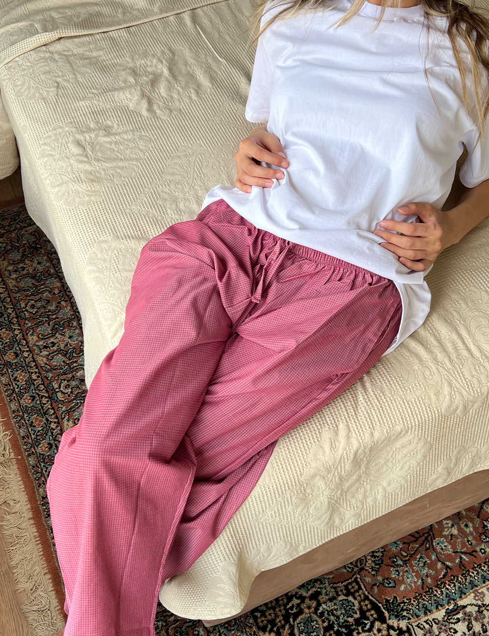 Checkered Pants Pyjama set- Maroon