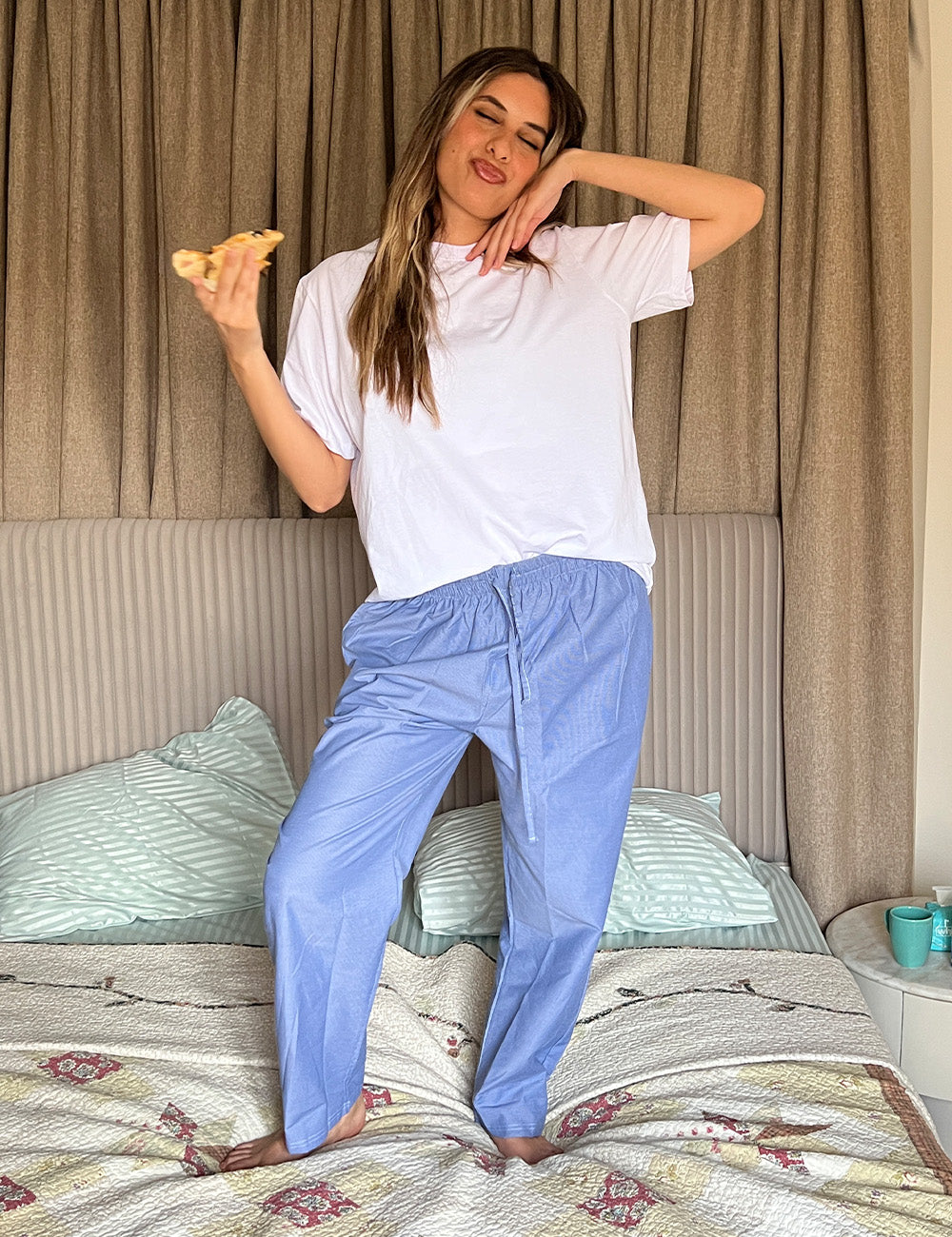 Checkered Pants Pyjama set- Navy