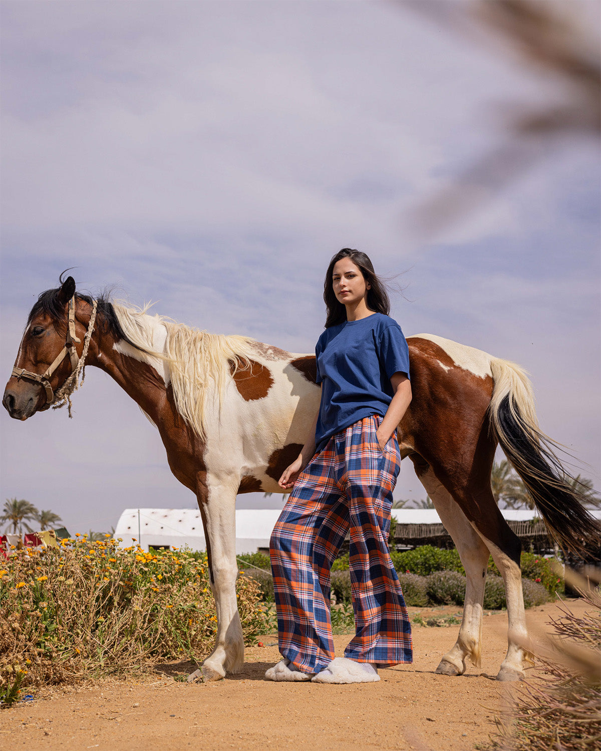 Orange Plaid Pyjama Pants set Main image