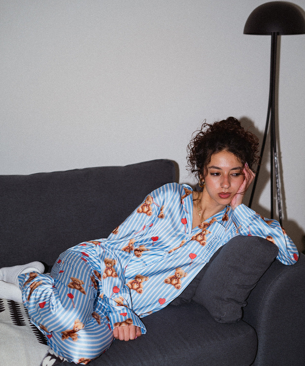 Teddy Satin Pyjama Set Blue Secondary image