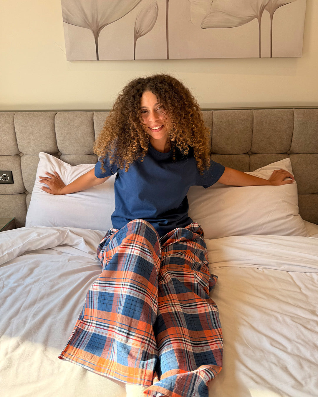 Orange Plaid Pyjama Pants set Main image