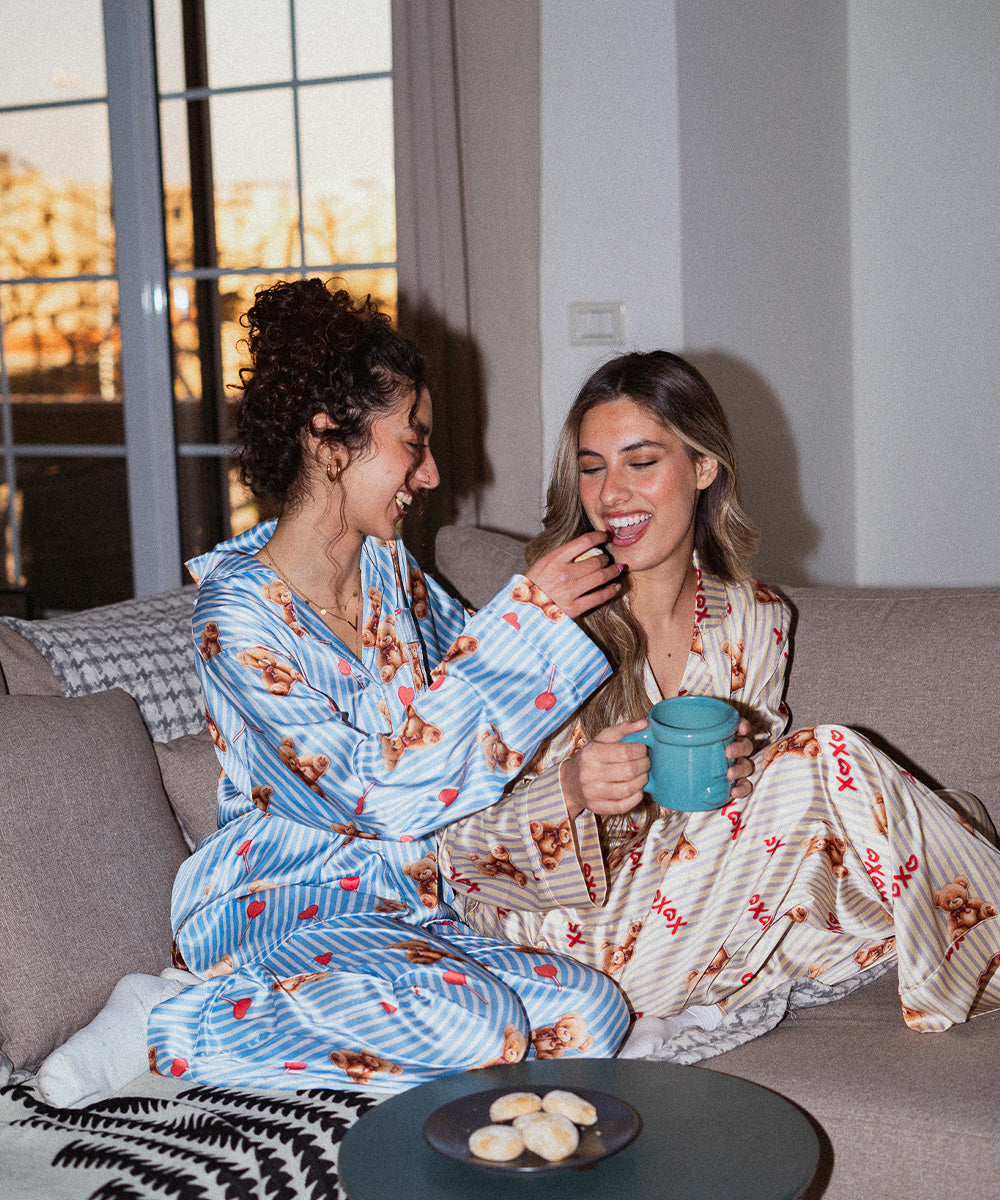 Teddy Satin Pyjama Set Blue