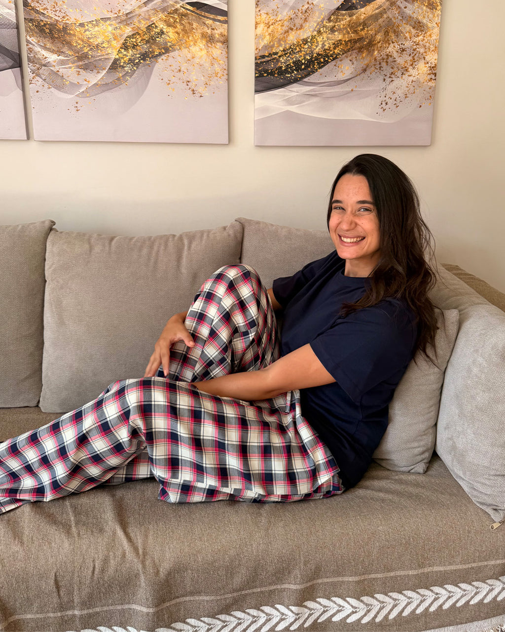 Plaid Pyjama Pants set - Rose