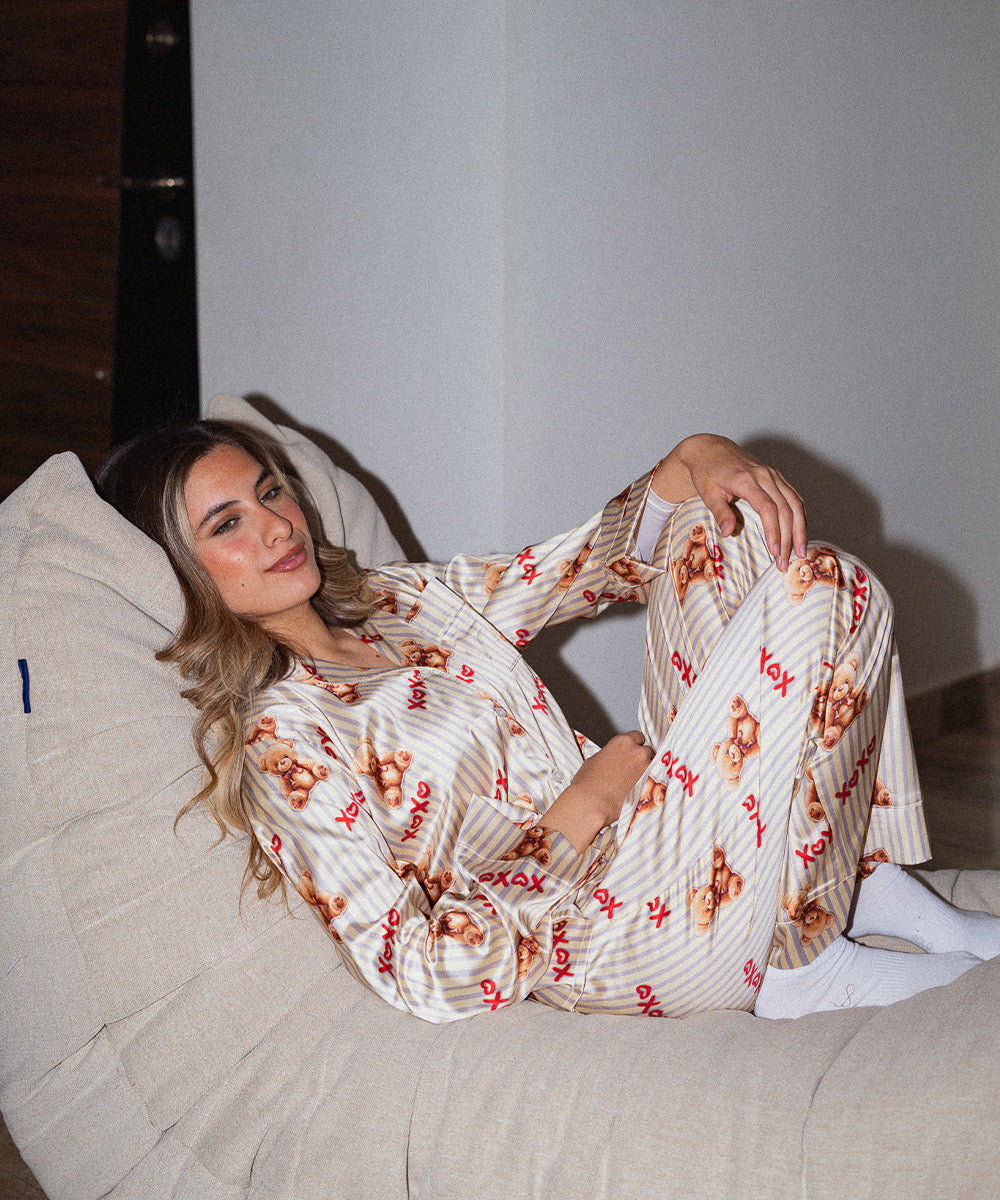 Teddy Satin Pyjama Set Yellow Secondary image
