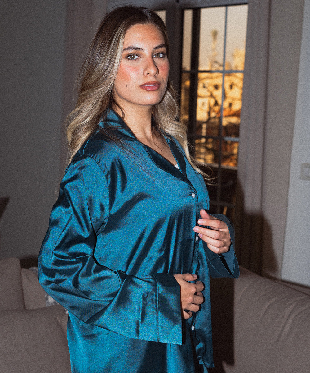 Plain Satin Royal Teal Set