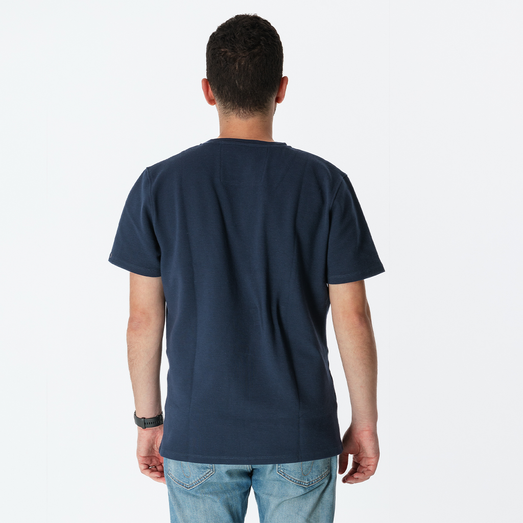 NAVY RIBBED TEE