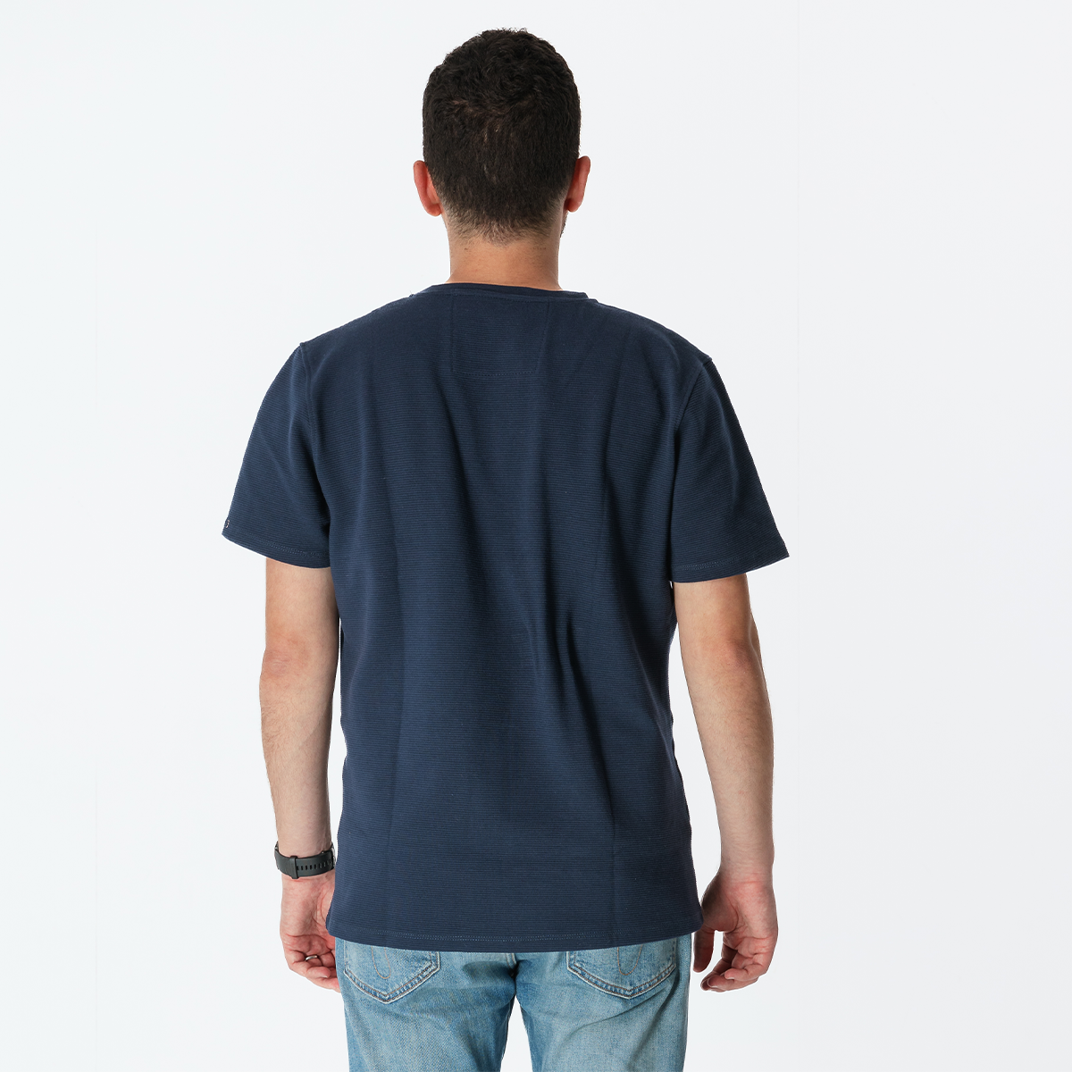 NAVY RIBBED TEE