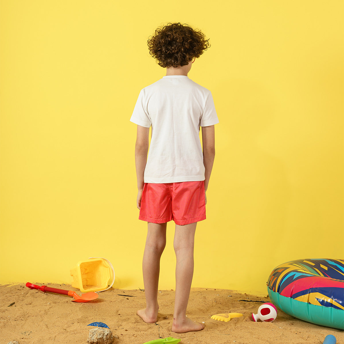 Kids Bright Pink Maze Swim Short
