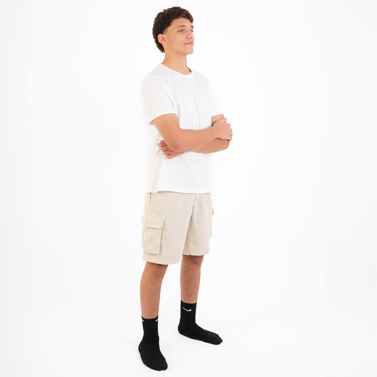 Beige Corduroy Short Secondary image