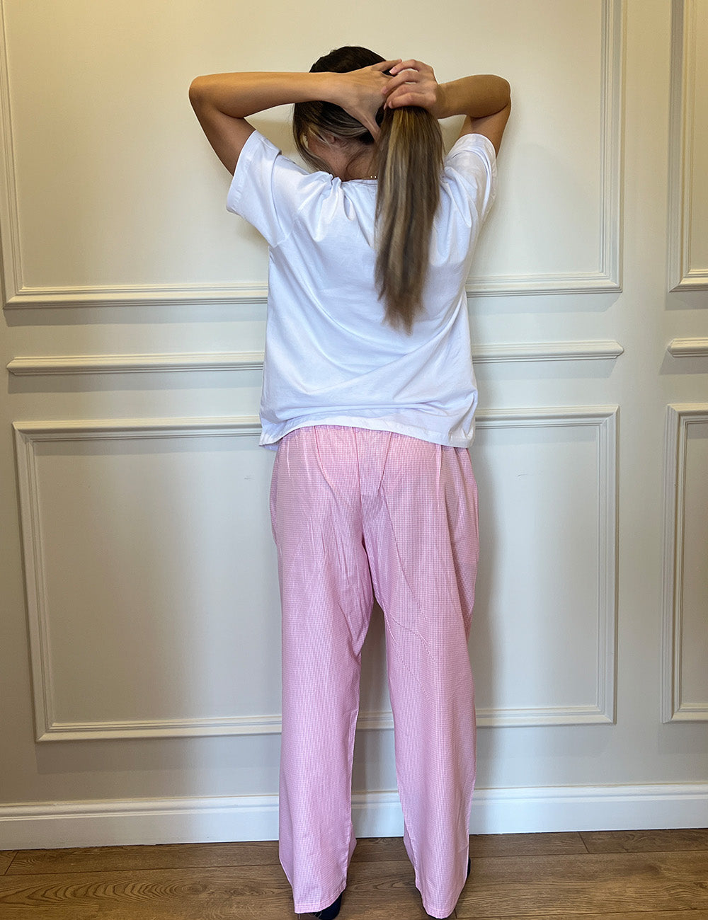 Checkered Pants Pyjama set- Pink