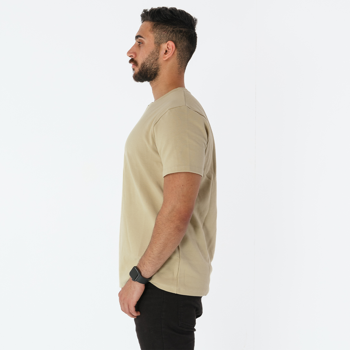 BEIGE  RIBBED TEE