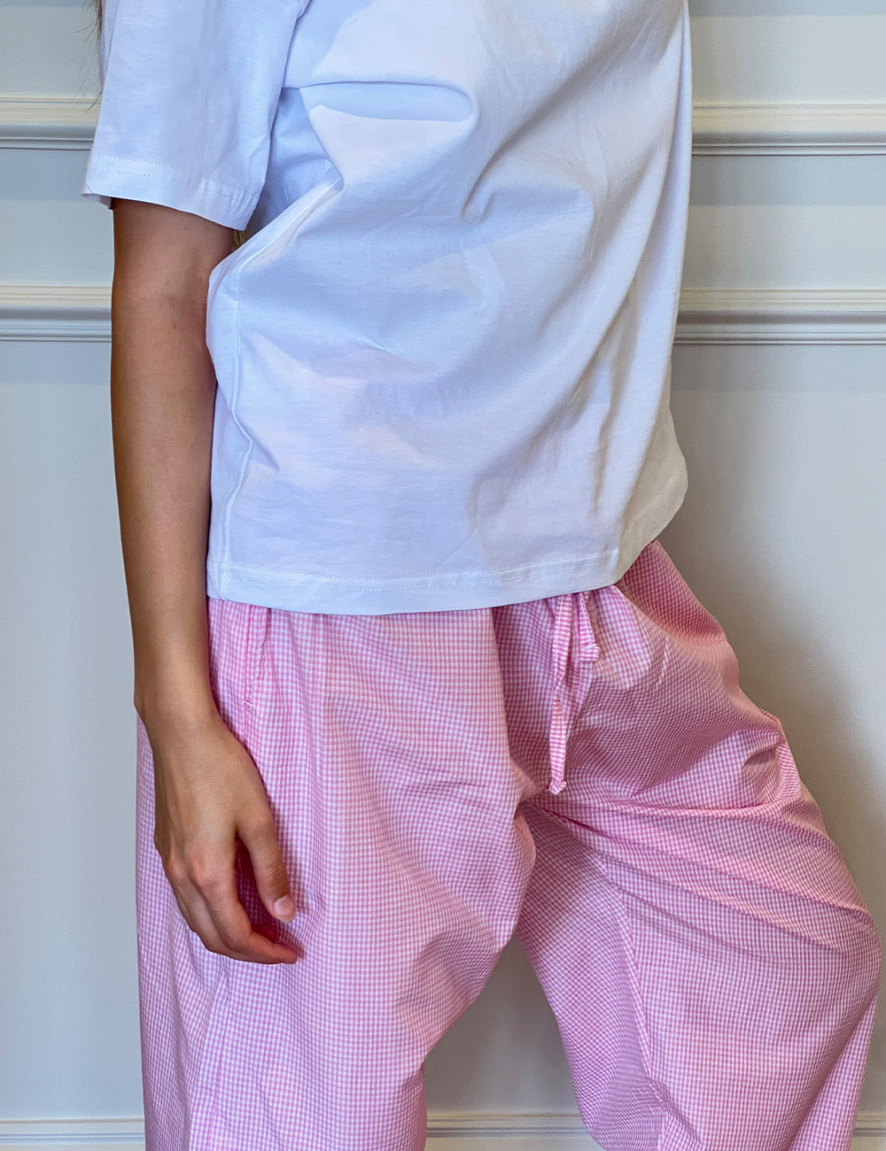 Checkered Pants Pyjama set- Pink