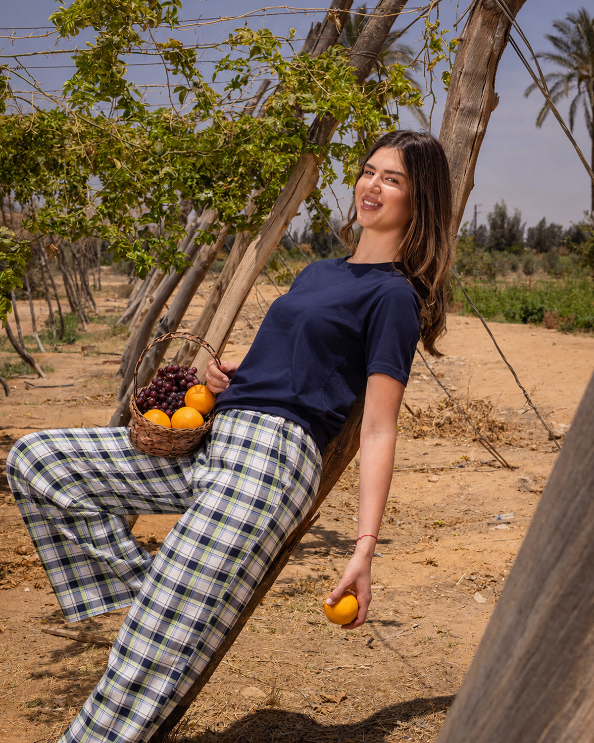 Plaid Pyjama Pants set -Mint Secondary image