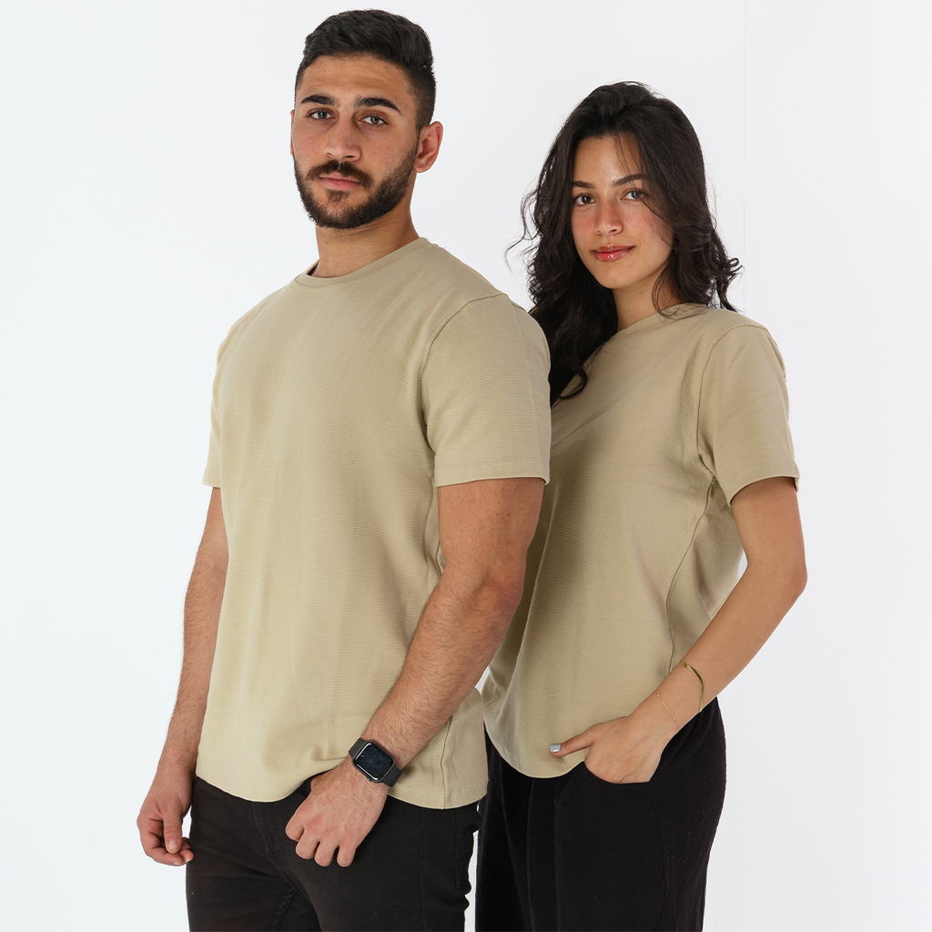 BEIGE  RIBBED TEE