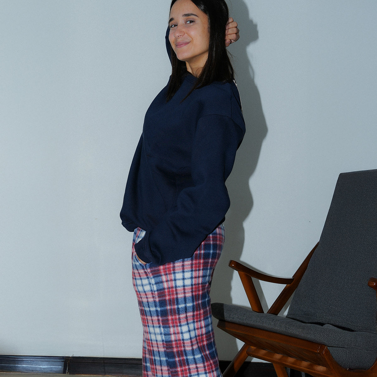 Navy/Burgundy Plaid Flannel Set Secondary image