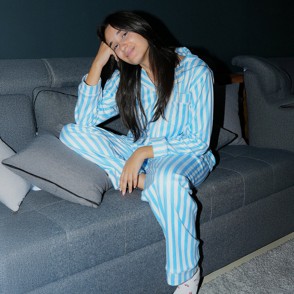 Blue striped pyjama set