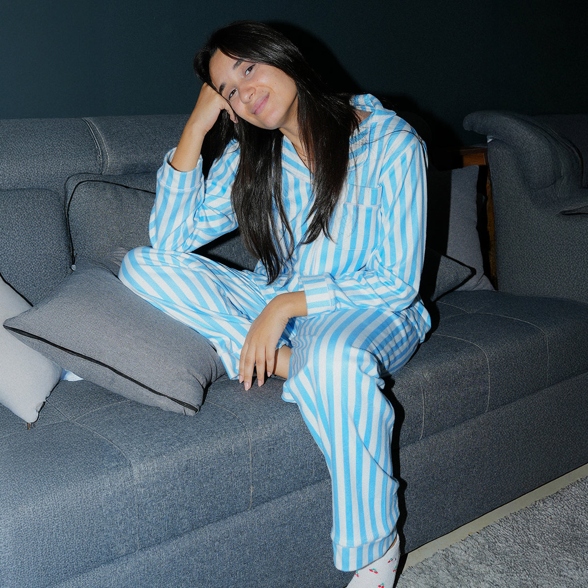 Blue striped pyjama set