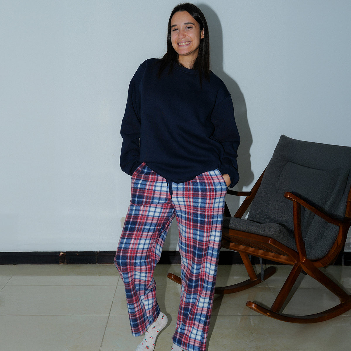 Navy/Burgundy Plaid Flannel Set Main image