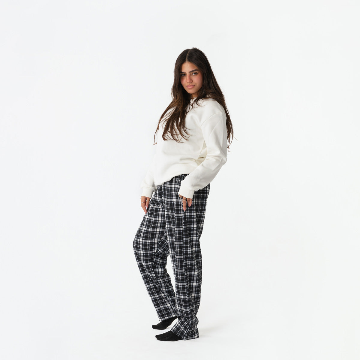 Black Plaid Winter Pyjama set Main image