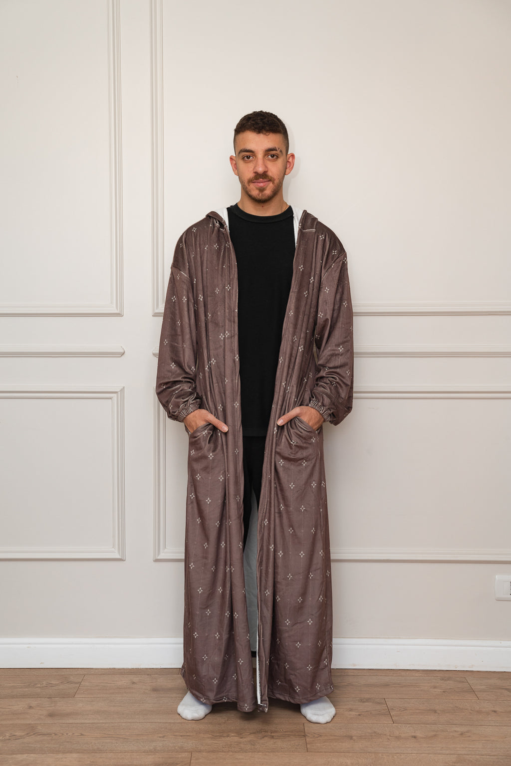 Printed Brown Open Monk