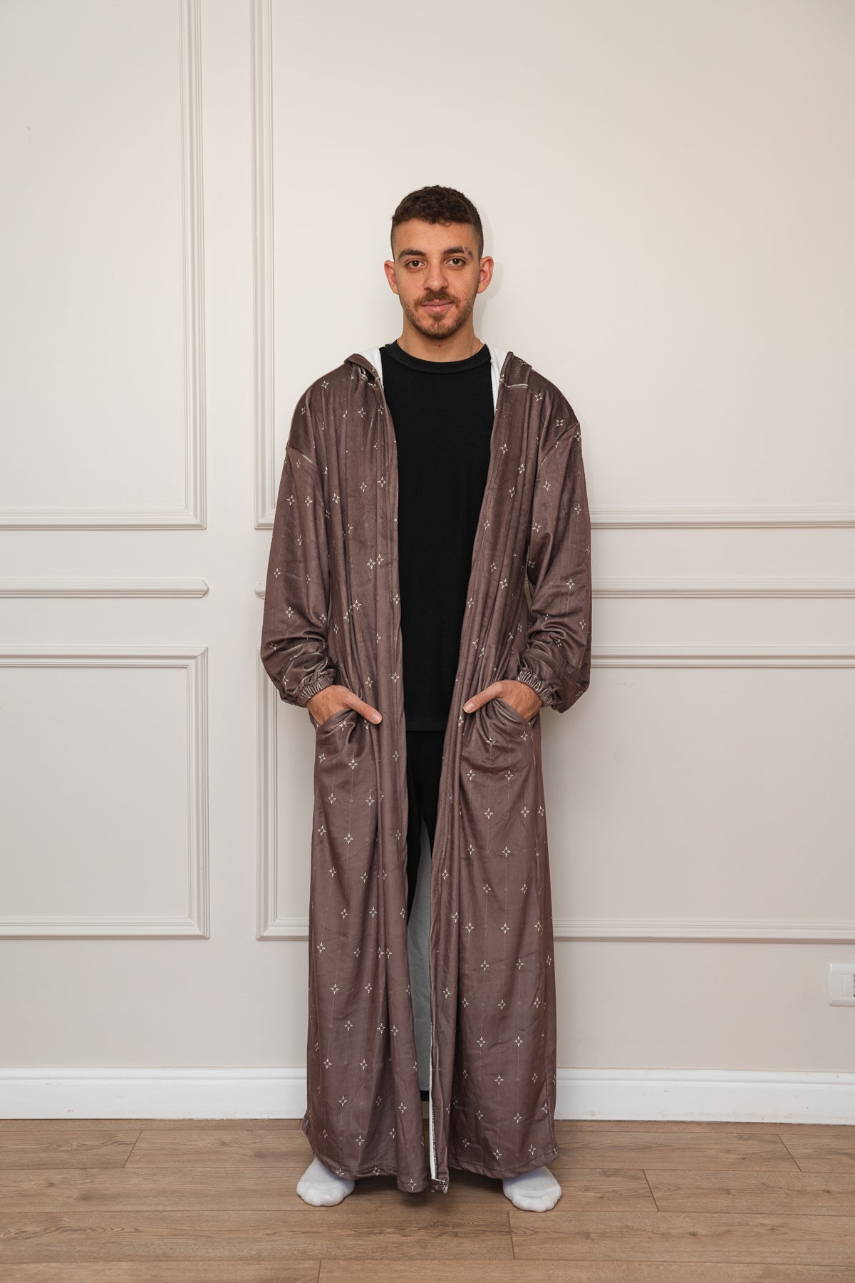 Printed Brown Open Monk