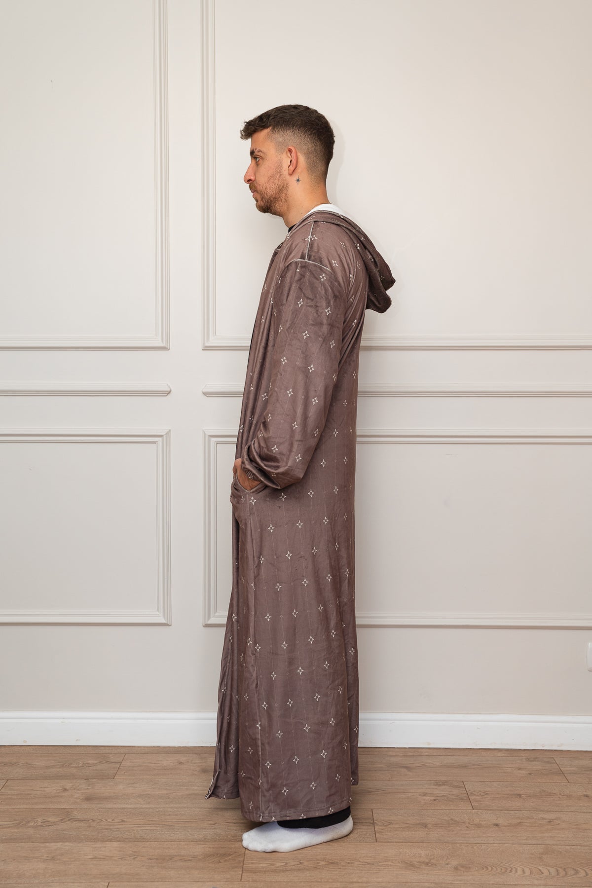 Printed Brown Open Monk