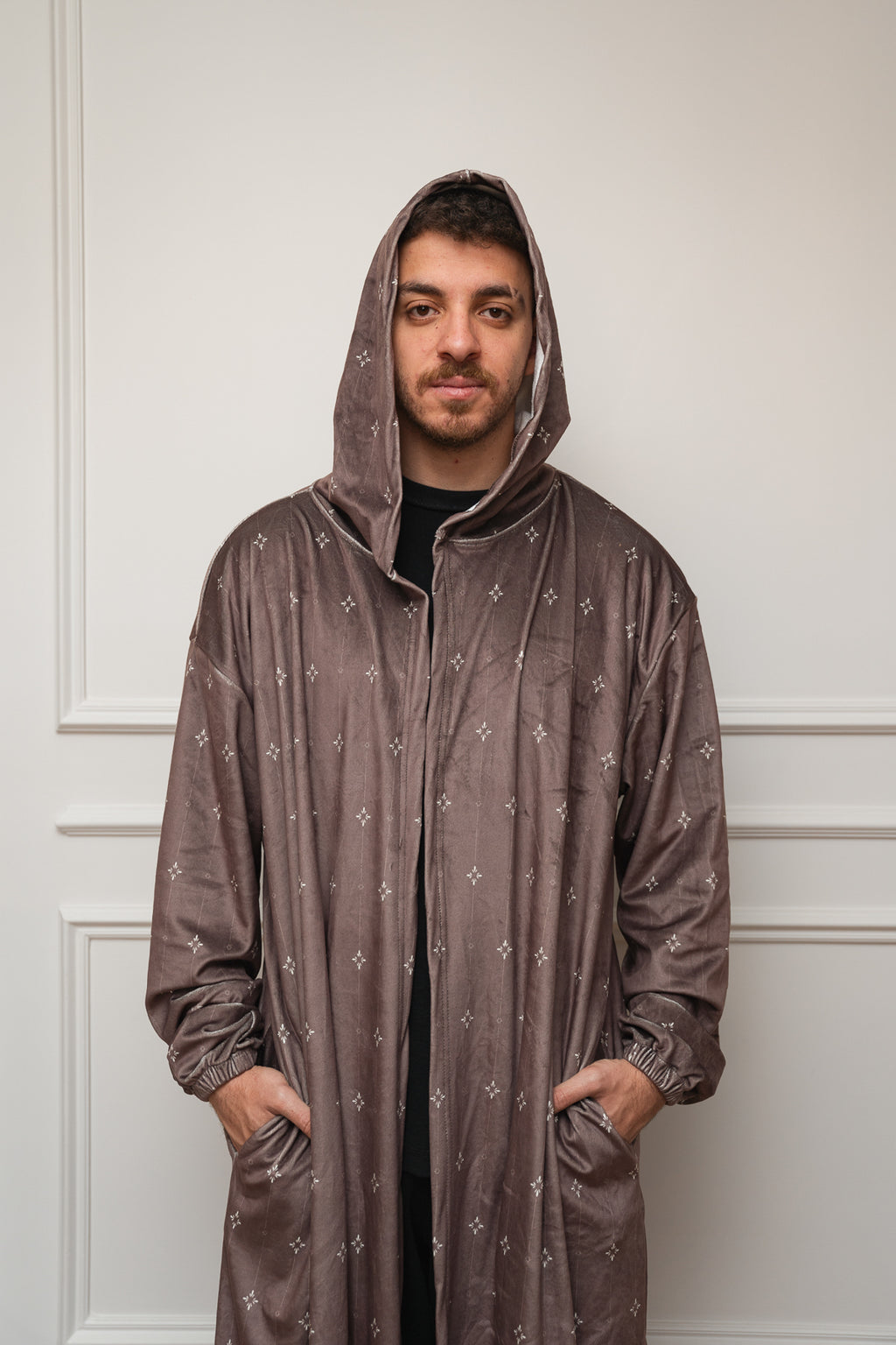 Printed Brown Open Monk