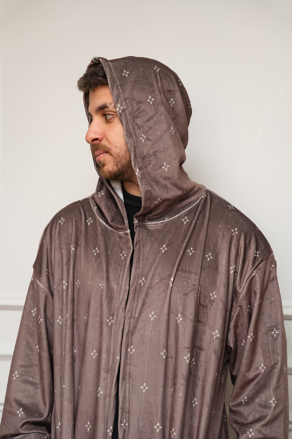 Printed Brown Open Monk