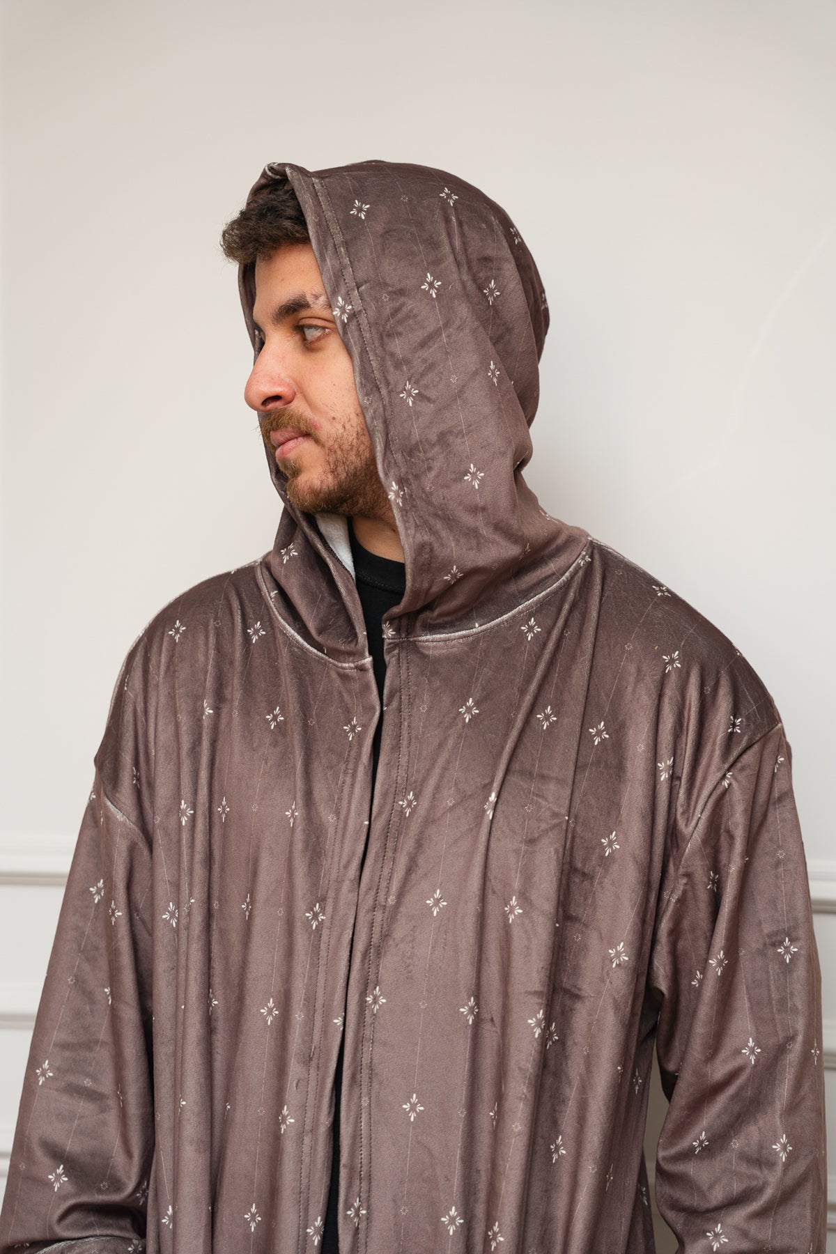 Printed Brown Open Monk
