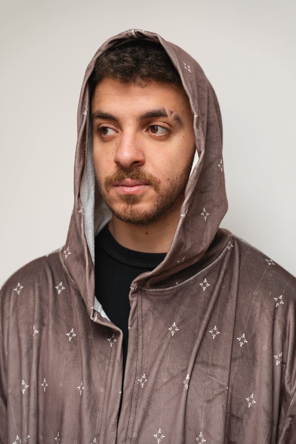 Printed Brown Open Monk