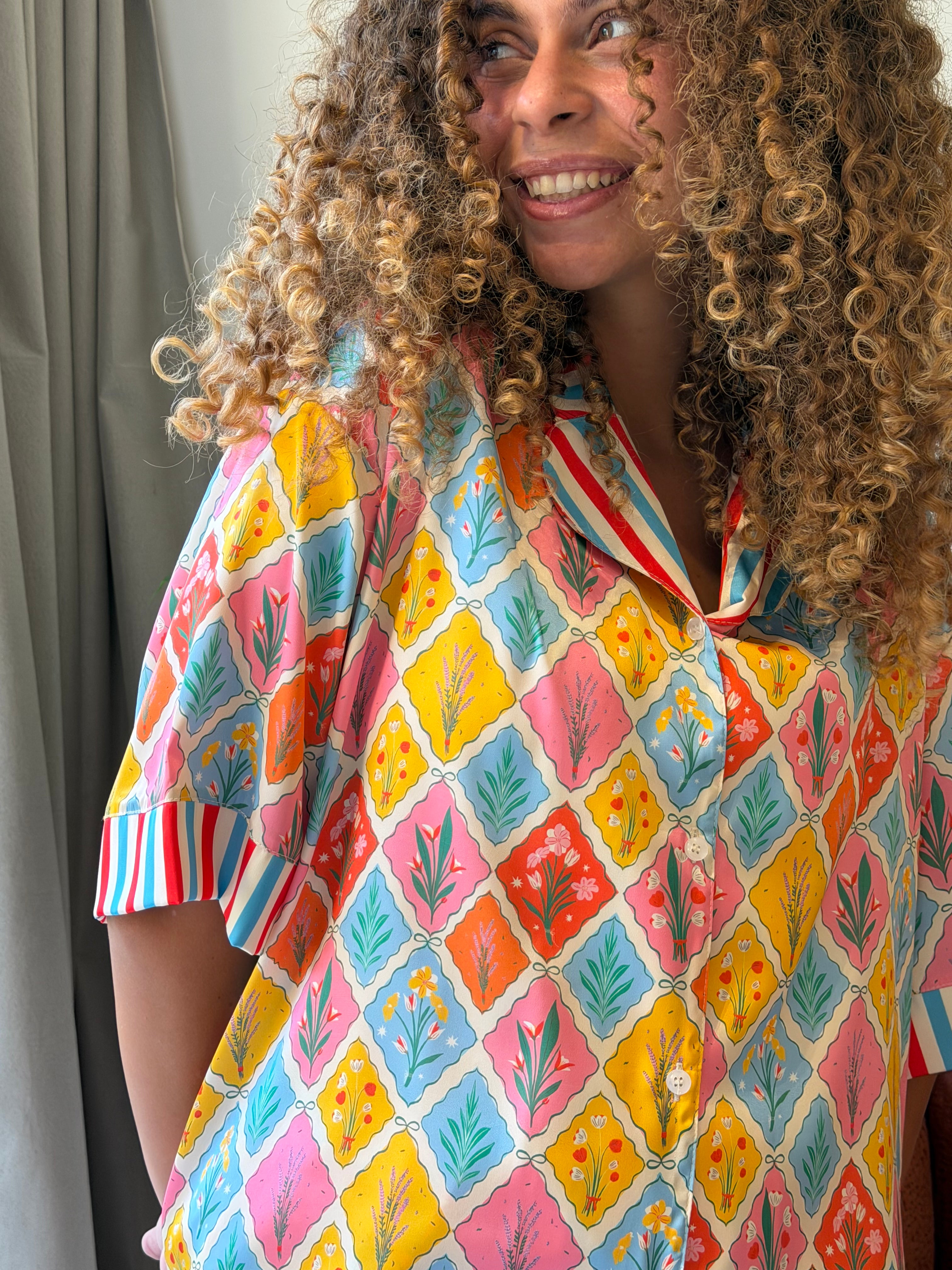 Bloom Tiles Oversized PJ Shorts Secondary image
