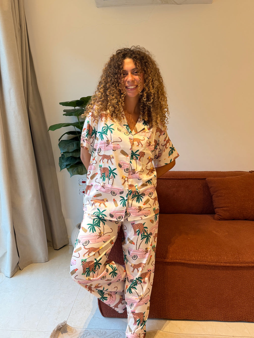 Jungle Queen Satin PJ Pants Half-Sleeve