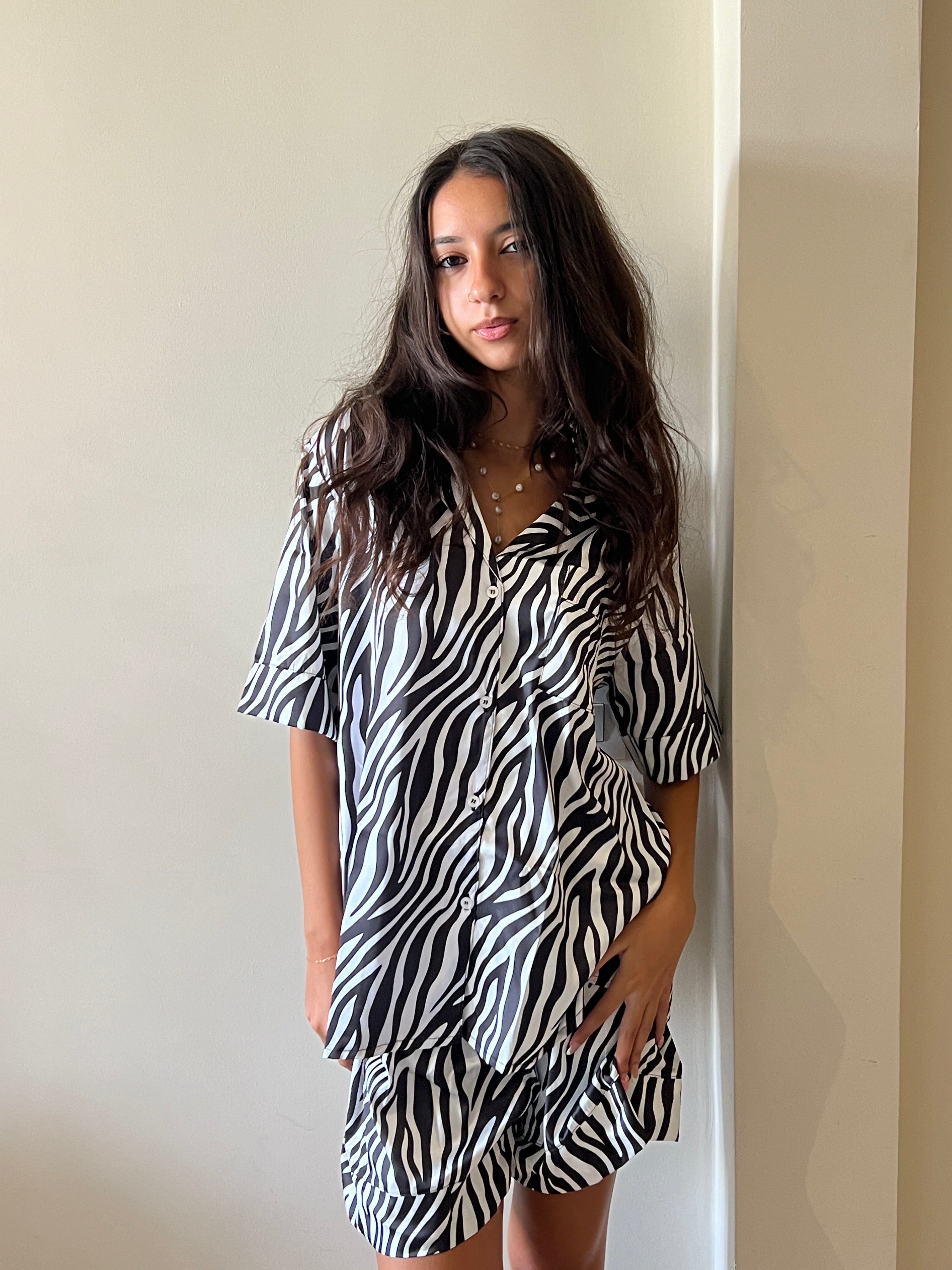 Zebra Satin Pyjama Short Set Main image