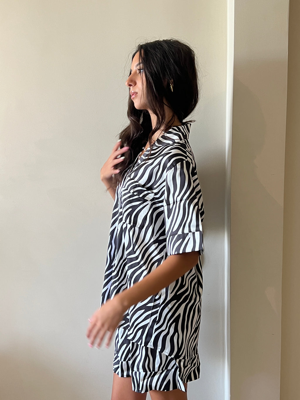 Zebra Satin Pyjama Short Set