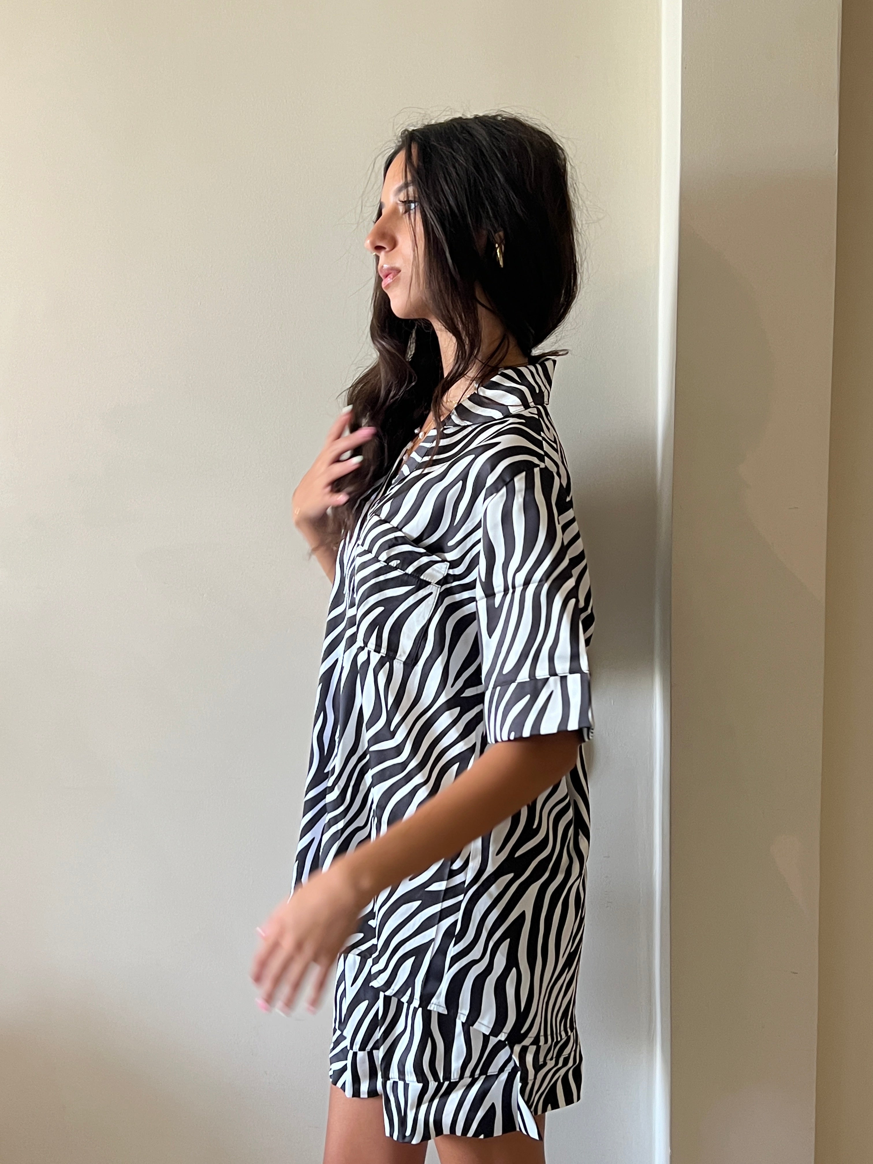 Zebra Satin Pyjama Short Set