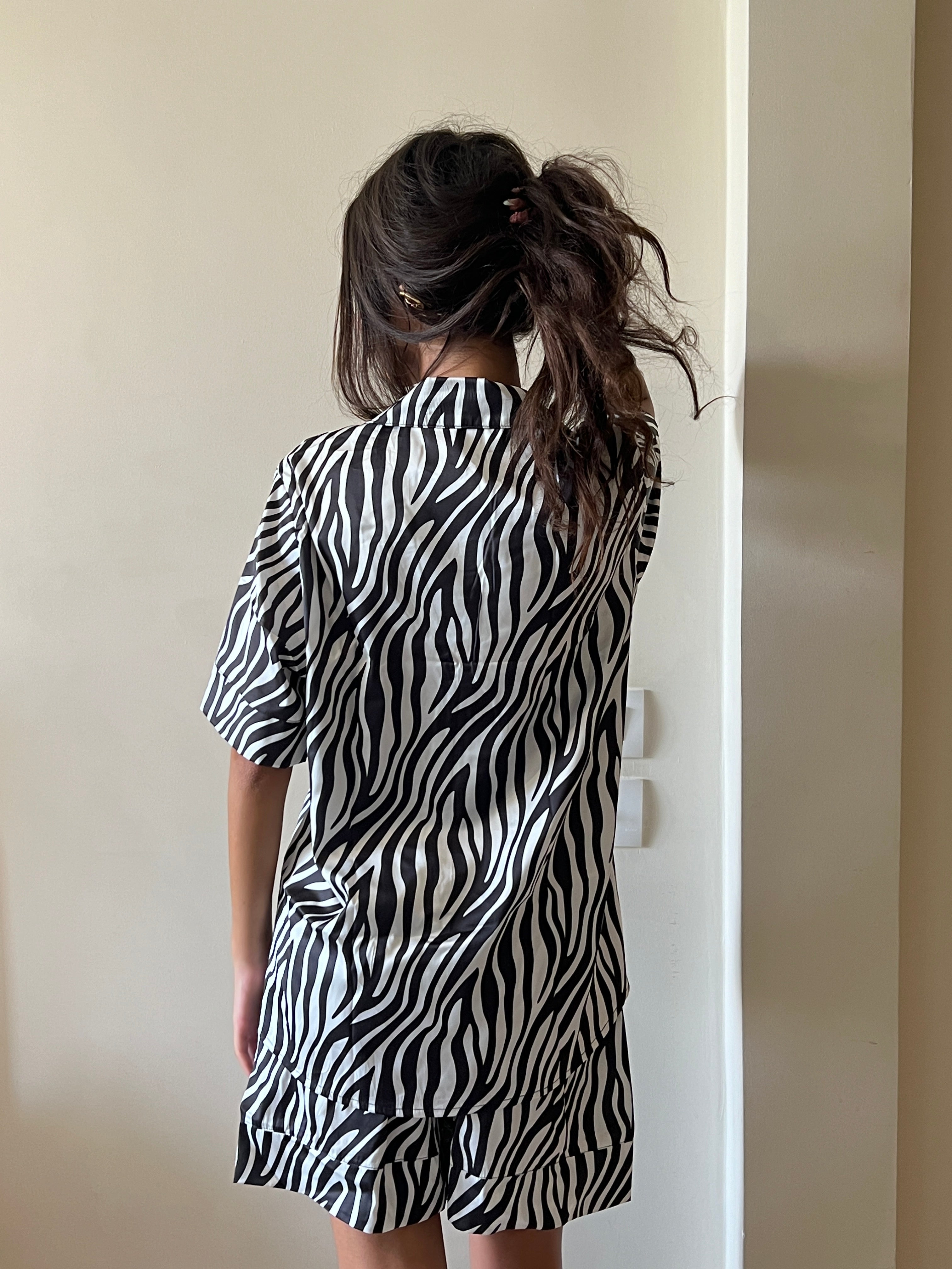 Zebra Satin Pyjama Short Set