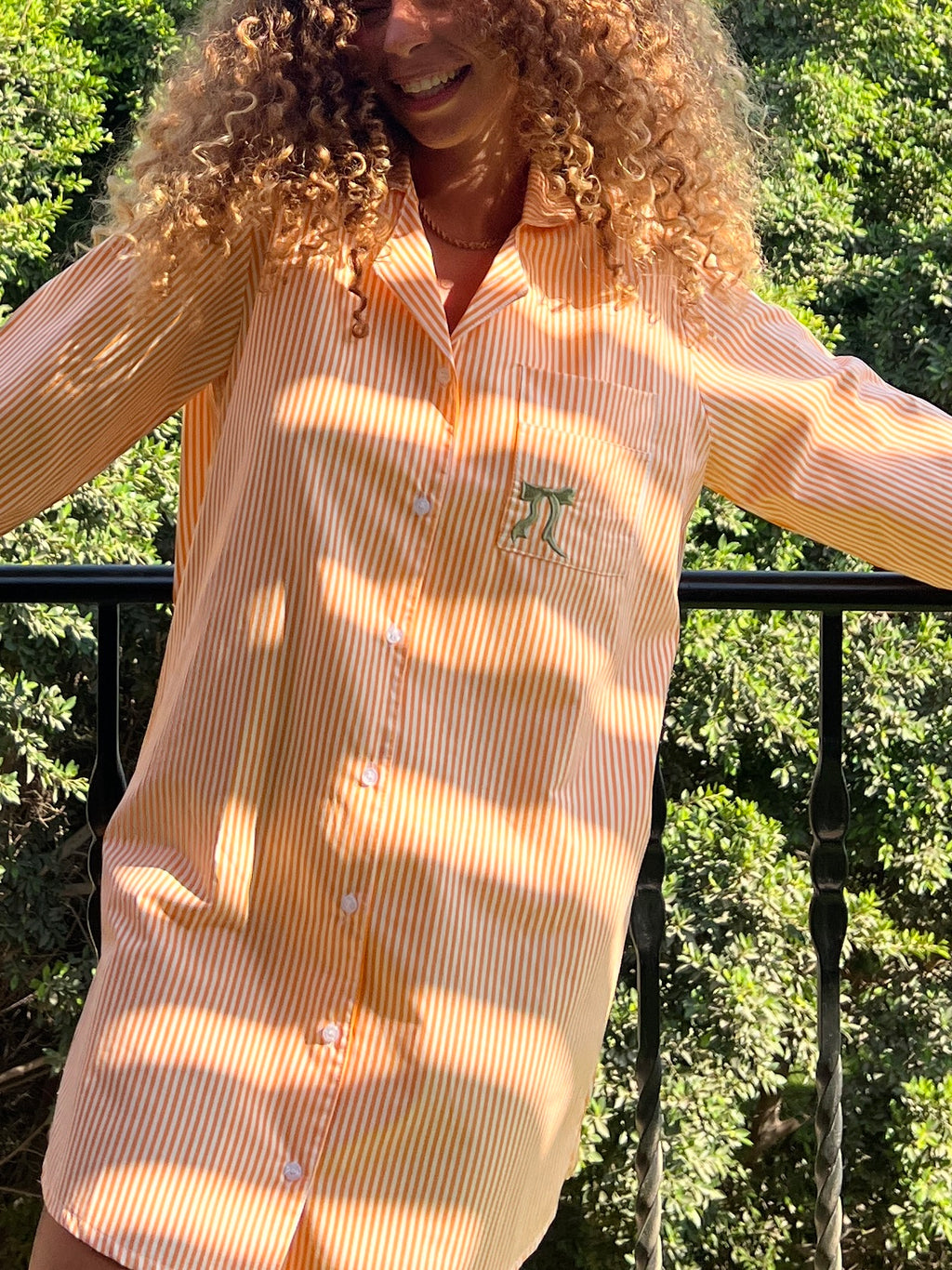 Striped Shirt Dress Orange