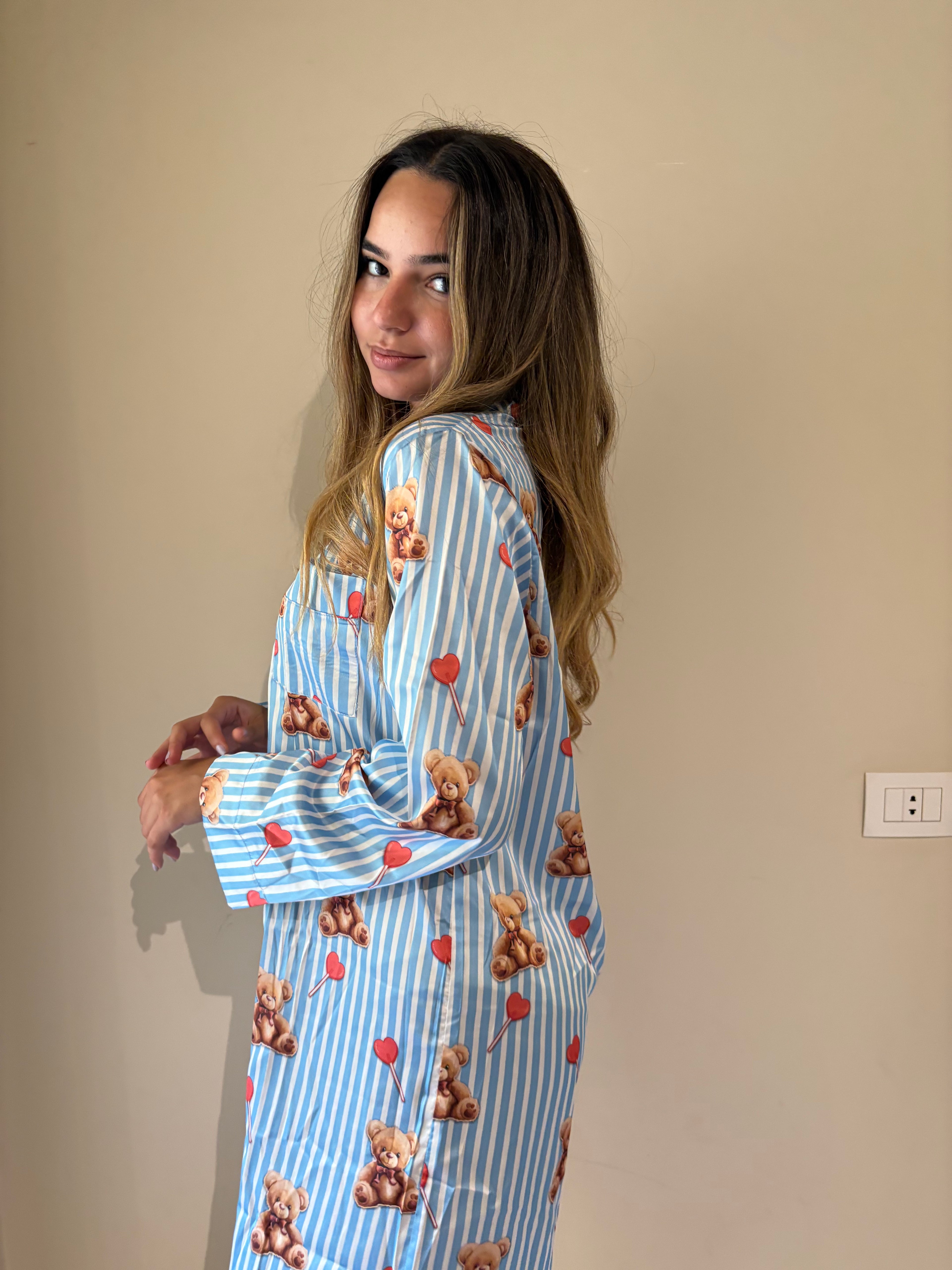 Teddy Satin Shirt Dress