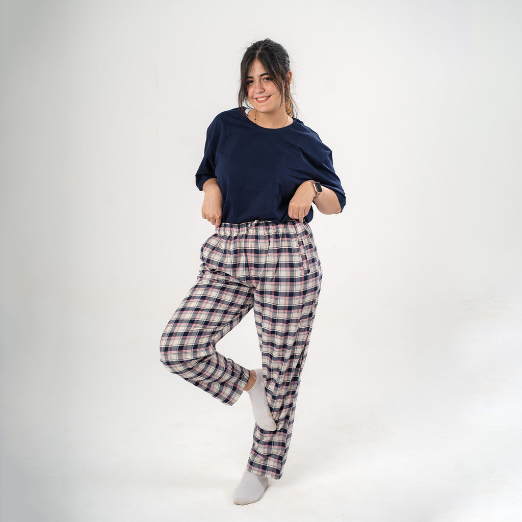 Pink Plaid Pyjama Pants set