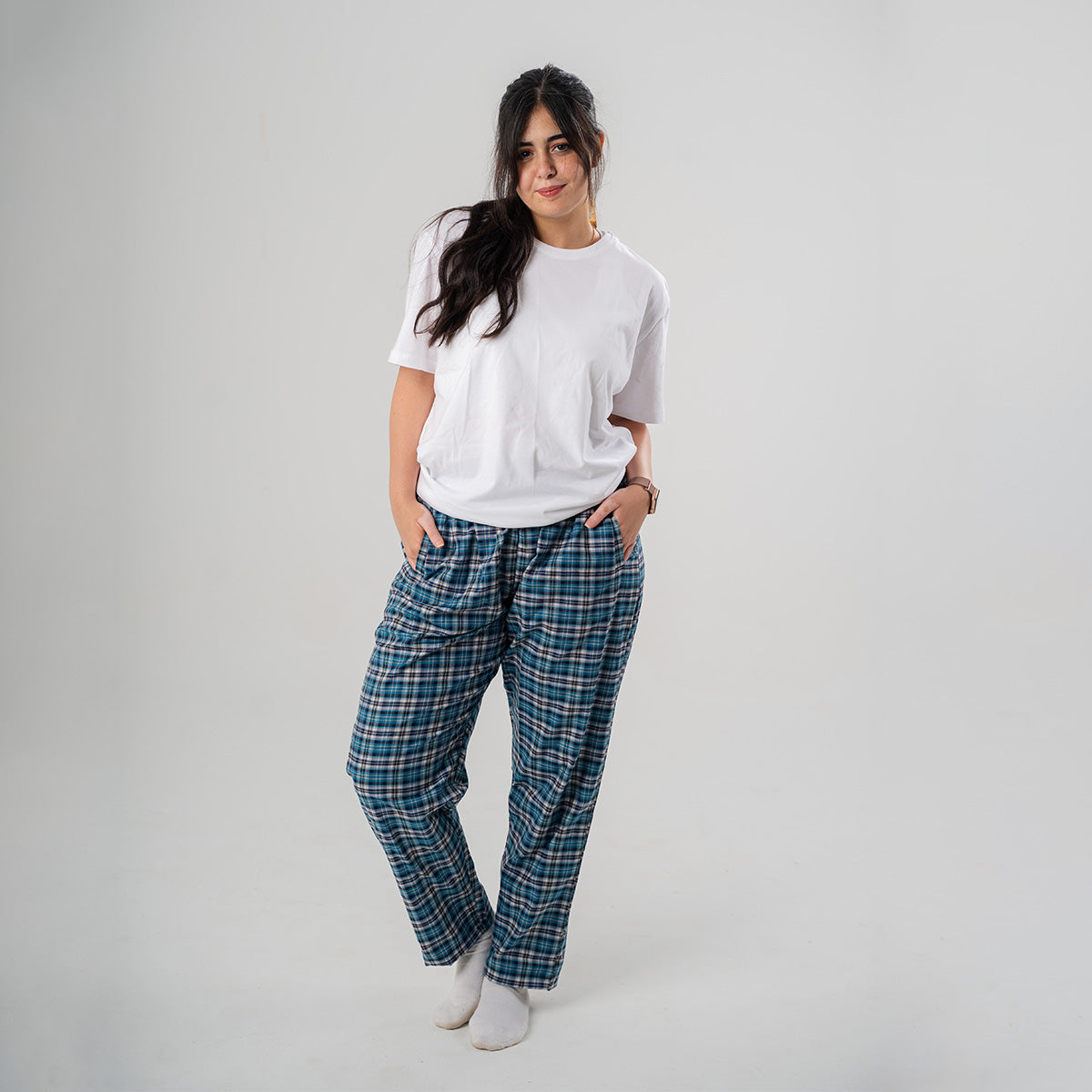 Turquoise Plaid Pyjama Pants set