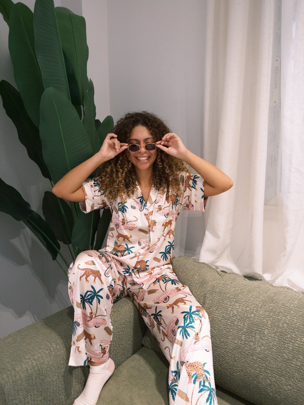 Jungle Queen Satin PJ Pants Half-Sleeve