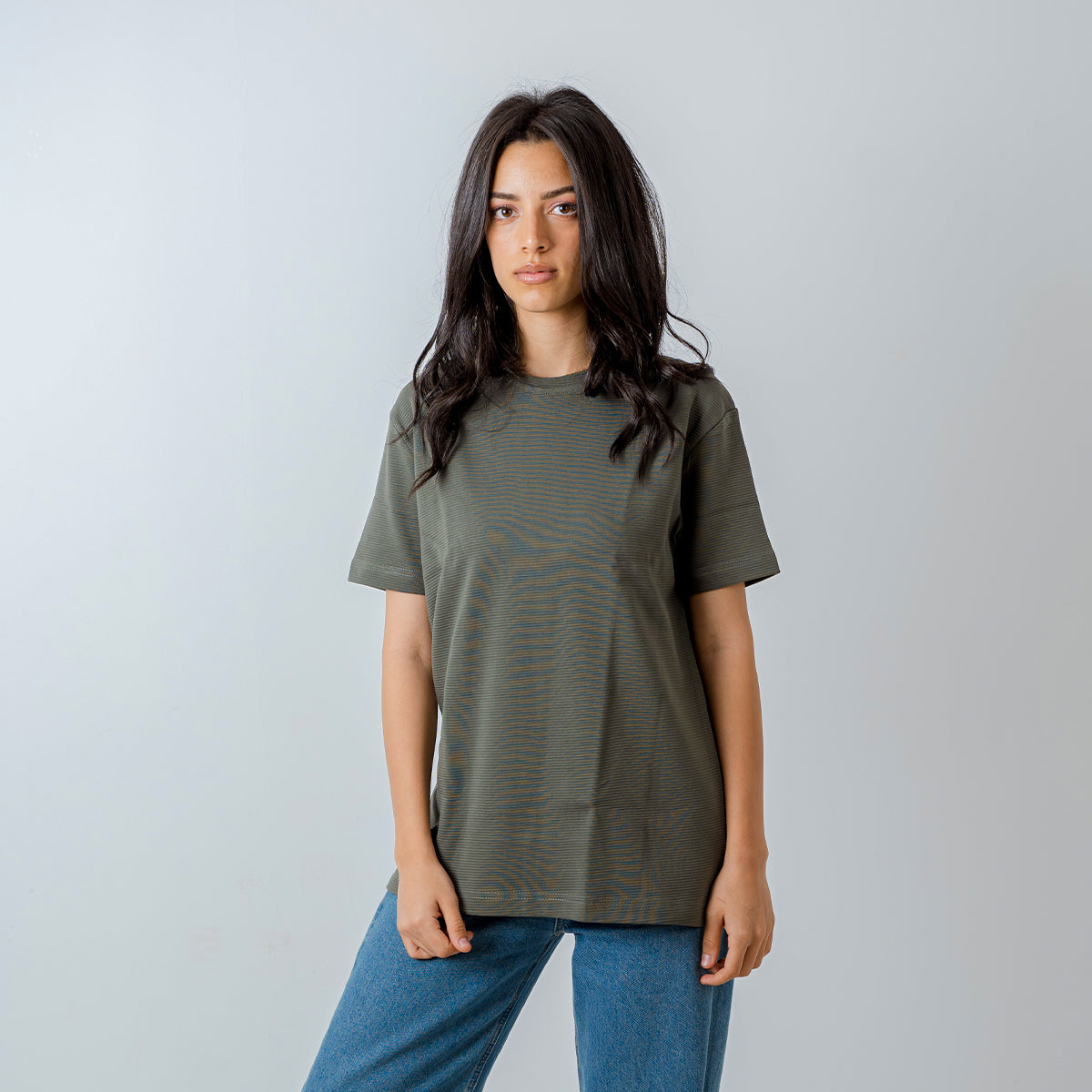 OLIVE RIBBED TEE Main image